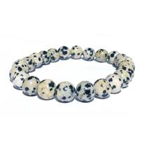 Pulseira De Pedra Jaspe Dalmata Natural Esfera Tamanho 8 Mm