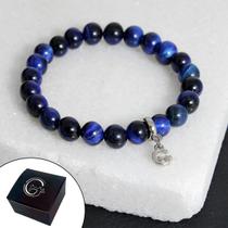 Pulseira De Pedra Natural Azul Olho De Tigre Forte Proteção Favorito