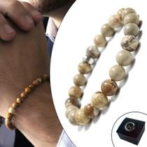 Pulseira De Pedra Natural Jaspe Madeira Proteção Energias Pulseira De Pedra Natural Jaspe Madeira Proteção Energias