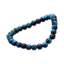 Pulseira De Pedra Olho De Tigre Azul Minimalista Com Contas Redondas Naturais De 6, 8 E 10mm