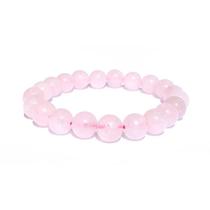 Pulseira De Pedra Quartzo Rosa Natural Esfera Tamanho 8 Mm