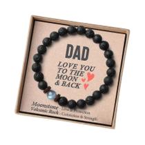 Pulseira De Pedra Vulcânica Moonstone Para Homens E Mulheres Com Corda Elástica Presente Para O Dia