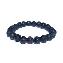 Pulseira De Pedra Vulcânica Natural Esfera 8 Mm - Proteção