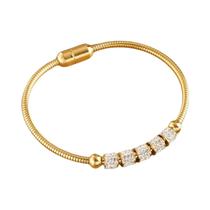 Pulseira De Pedras De Cristal Douradas Para Mulheres, Fecho Magnético Em Aço Inoxidável 316L, Joias