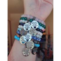 Pulseira de pedras naturais com medalha Ho'Oponopono 8mm