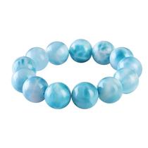 Pulseira de pedras preciosas naturais Larimar de 12 mm para mulheres e homens Pulseira de pedras preciosas naturais Larimar de 12 mm para mulheres e homens