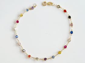 Pulseira de Pedrinhas, Em Ouro Amarelo 18K Pulseira de Pedrinhas, Em Ouro Amarelo 18K