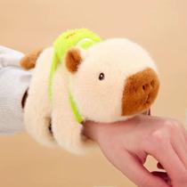 Pulseira de pelúcia de capivara fofa, pulseira de brinquedo de pelúcia com mochila de tartaruga e música