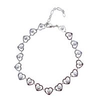 Pulseira de Pérola com Corações Folheado a Prata Pulseira de Pérola com Corações Folheado a Prata