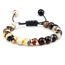 Pulseira de pérola de ágata roxa com cordão ajustável 18g