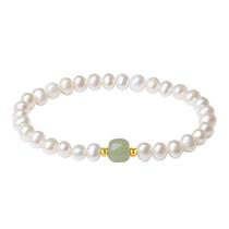 Pulseira de pérola natural de água doce para mulheres com jade Hetian