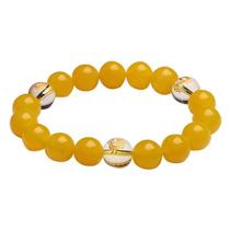 Pulseira de pérolas de ágata amarela de 10 mm para homens e mulheres Pulseira de pérolas de ágata amarela de 10 mm para homens e mulheres