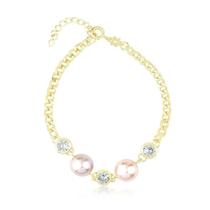 Pulseira de Pérolas e Zircônias Folheada a Ouro 18k