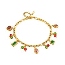 Pulseira De Pingente Oval Quadrado Em Aço Inoxidável Com Cristais Incrustados Para Mulheres, Joia De