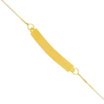 Pulseira De Placa Ouro 18k Dourado Infantil