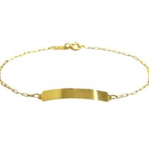 Pulseira De Placa Ouro 18k Dourado Infantil PS151