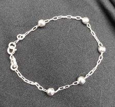 Pulseira de prata 5 bolinhas 3mm