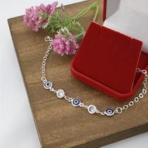 Pulseira De Prata 925 Com Olho Grego E Zircônia Bijou Art