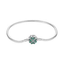 Pulseira De Prata 925 Com Trevo De Quatro Folhas E Borboleta, 17-20CM, Com Berloques E Contas DIY,