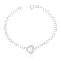 Pulseira de Prata 925 Coração Vazado Pulseira de Prata 925 Coração Vazado