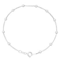 Pulseira de Prata 925 Feminina 18cm com Bolinhas Delicadas