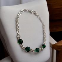 Pulseira De Prata 925 Feminina Com Detalhes 17cm