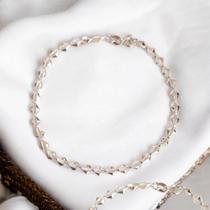 Pulseira De Prata 925 Feminina Original com Detalhes Quadrado 18cm