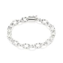 Pulseira de prata 925 feminina rommanel elo oco oval torcido 18 cm 850043