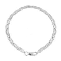 Pulseira De Prata 925 Feminina Trançada Italiana 3 Fios 18cm