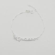 Pulseira de Prata 925 Gratidão com Extensor de 2 cm