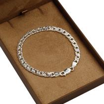 Pulseira de prata 925 Masculina groumet elo duplo 20cm