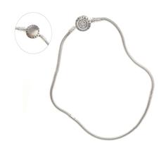 Pulseira de prata 925 para berloque com fecho de zircônias Pulseira de prata 925 para berloque com fecho de zircônias