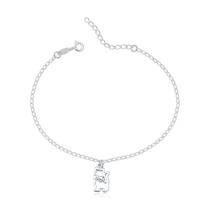 Pulseira De Prata 925 Pingente Gatinho Com Lacinho Zircônia Pulseira De Prata 925 Pingente Gatinho Com Lacinho Zircônia