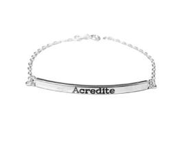 Pulseira De Prata Chapa Com 4Cm Escrito Acredite Pulseira De Prata Chapa Com 4Cm Escrito Acredite