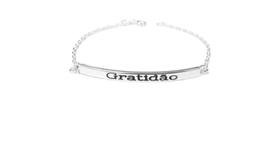 Pulseira De Prata Chapa Com 4Cm Escrito Gratidão Pulseira De Prata Chapa Com 4Cm Escrito Gratidão