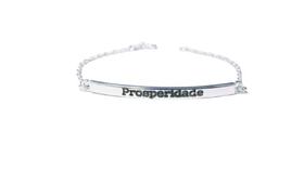 Pulseira De Prata Chapa Com 4Cm Escrito Prosperidade