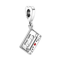 Pulseira De Prata Com Pingentes De Contas, Tema Café E Amor, Com Fita E Cartão De Aniversário,