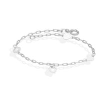 Pulseira De Prata Corações Diamantados