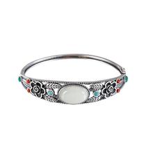 Pulseira de prata esterlina 925 para mulheres, punho aberto