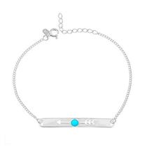 Pulseira de Prata Flecha Boho com Turquesa - 18 cm