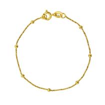 Pulseira de Prata Infantil Bolinha Revestida com Ouro 18k 14cm