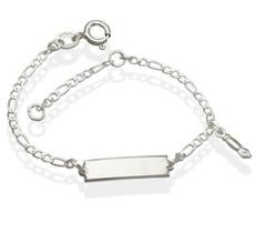 Pulseira De Prata Infantil Chapa Lisa Com Figuinha 12Cm Pulseira De Prata Infantil Chapa Lisa Com Figuinha 12Cm