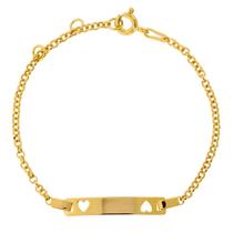 Pulseira de Prata Infantil Coração Duplo Revestido com Ouro 18k Pulseira de Prata Infantil Coração Duplo Revestido com Ouro 18k