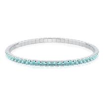Pulseira De Prata Riviera Aqua Marine Flexível Feminina