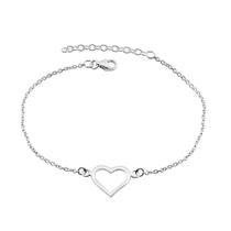 Pulseira de prata925 com coração vazado
