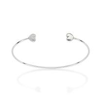 Pulseira de pulso bracelete prata 925 feminina rommanel corações e zircônia 850072 Pulseira de pulso bracelete prata 925 feminina rommanel corações e zircônia 850072