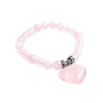 Pulseira De Quartzo Rosa com Coração