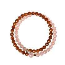 Pulseira de quartzo rosa para mulheres com miçangas marrons