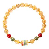 Pulseira de quartzo rutilado natural com roda de oração de mantra