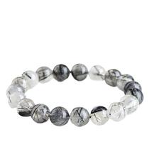 Pulseira de quartzo rutilado preto natural de 8 mm com miçangas redondas